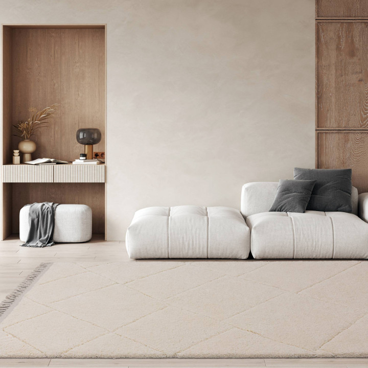 Tappeto Fes geometrico crema e avorio 120x170 cm
