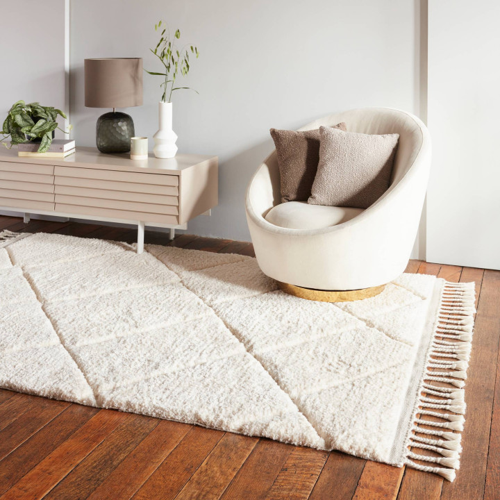 Rug Fes geometric cream and ivory white 160x230