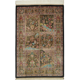 Tappeto Originale Ghom Seta Persia 100x149 Nero
