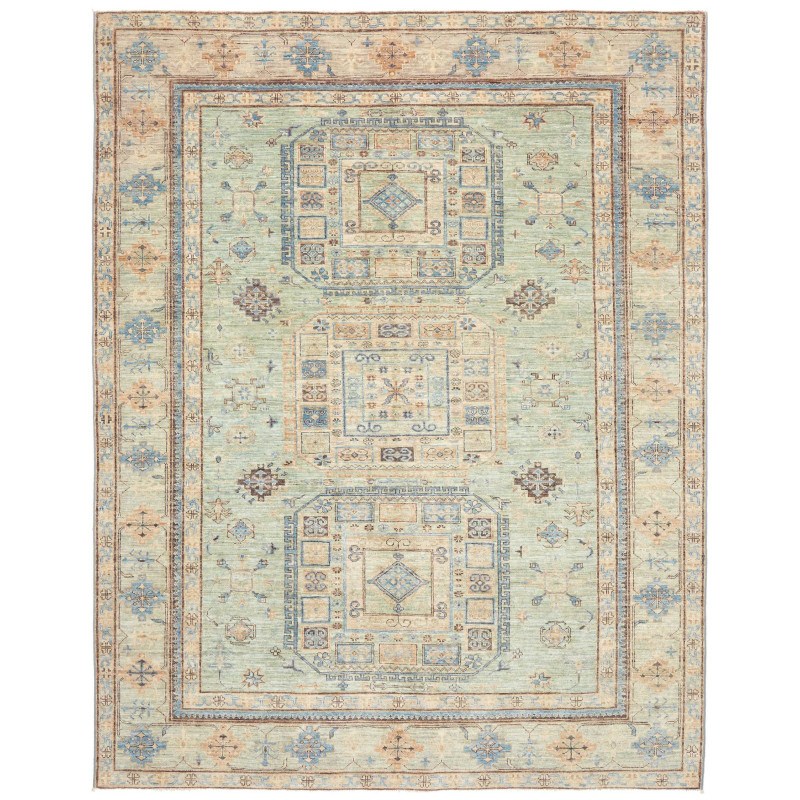 Rug Kazak Fine Pakistan 196x252 Aquamarine Beig