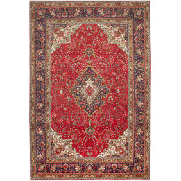 Hand Made Rug Tabriz Persia 200x296 Red Dark Bl