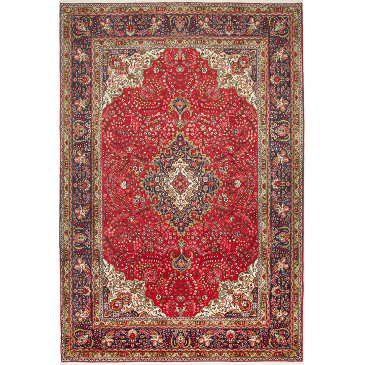 Hand Made Rug Tabriz Persia 200x296 Red Dark Bl