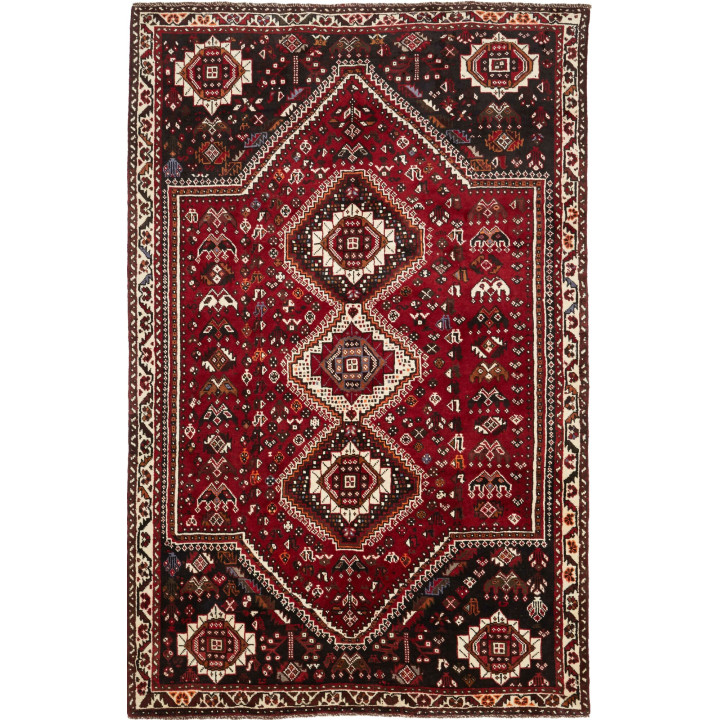Hand Made Rug Shiraz Persia 167x261 Dark Red Br