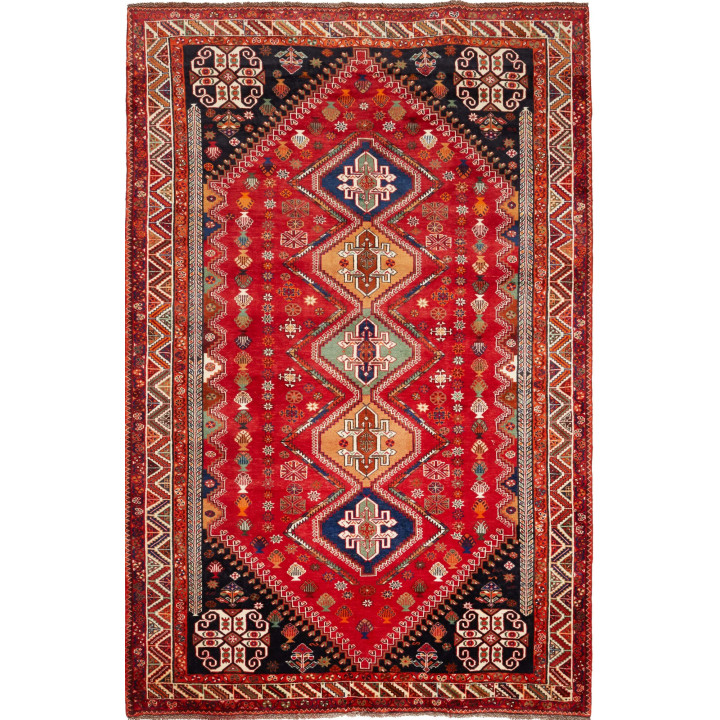 Hand Made Rug Shiraz Persia 178x270 Red Dark Bl