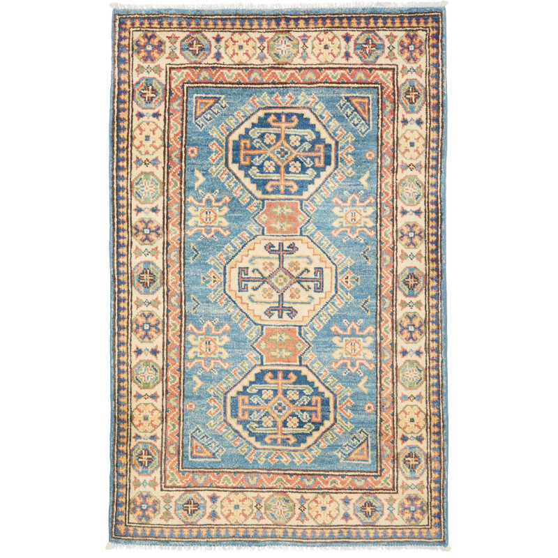 Rug Kazak Co 79x127 Cerulean Blue Cream