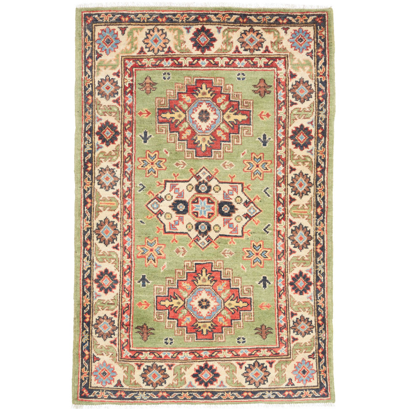 Rug Kazak Co 81x126 Sage Green Terracotta Red