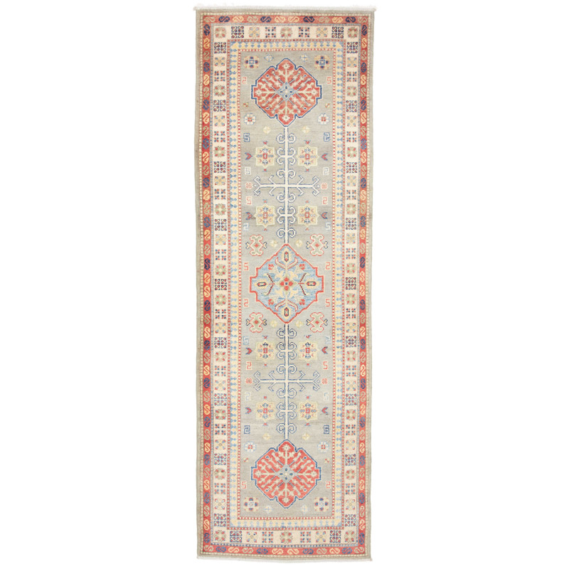 Rug Kazak Co 80x252 Sage Green Coral Red