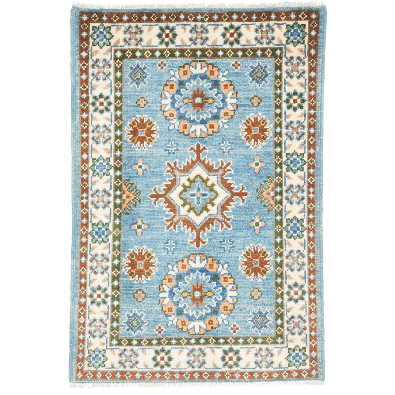 Rug Kazak Co 64x92 Sky Blue And Terracotta