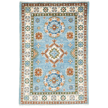 Rug Kazak Co 64x92 Sky Blue And Terracotta