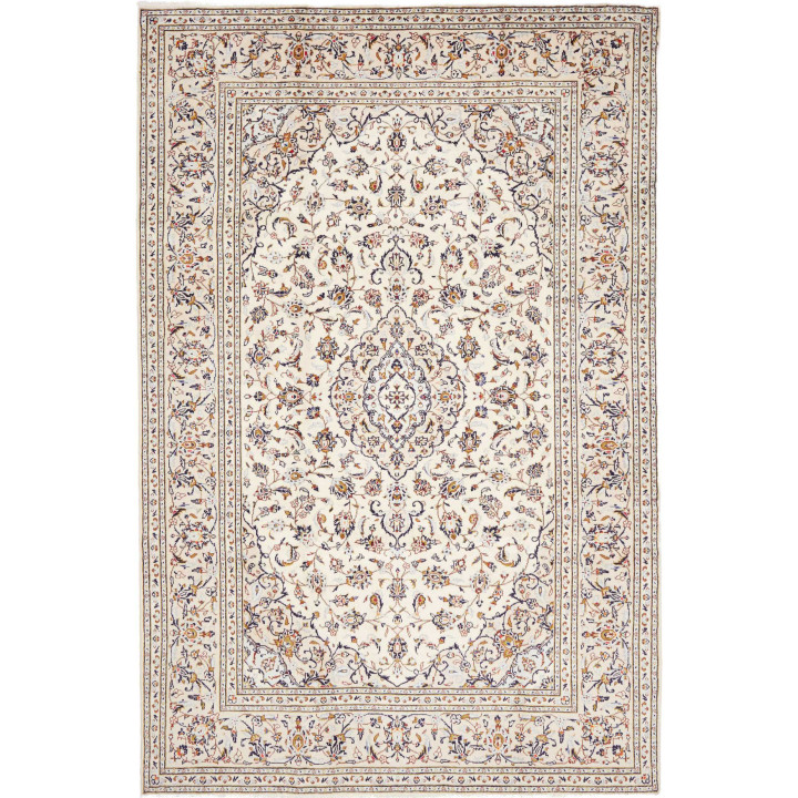 Hand Made Rug Kashan Persia 200x302 Ivory Dark