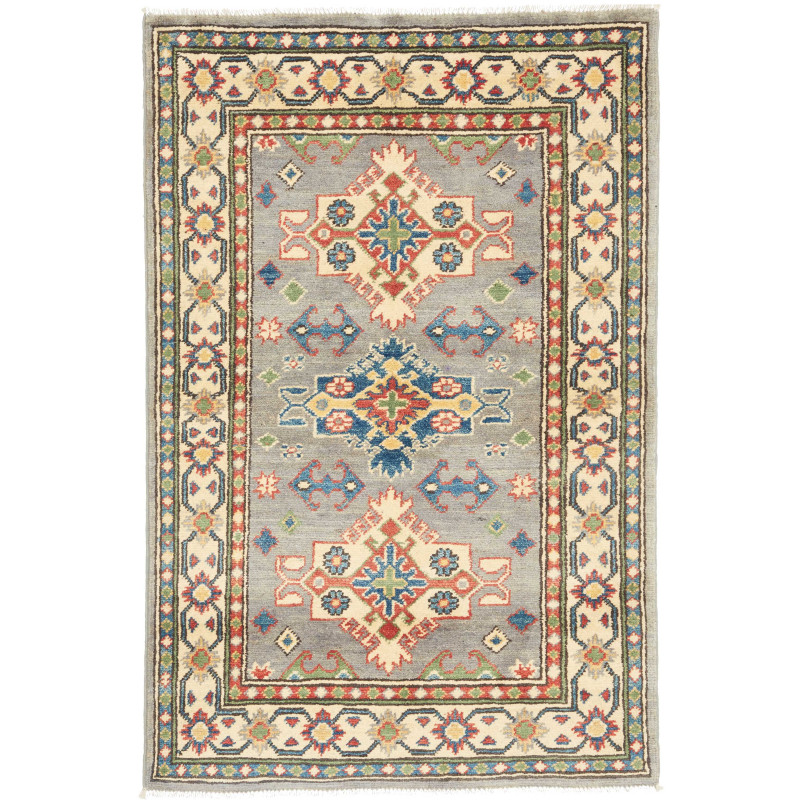 Rug Kazak Co 81x127 Grey-blue With Multicolour