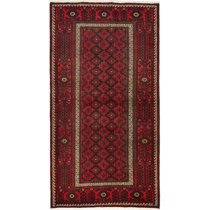 Hand Made Rug Baluch Persia 109x211 Dark Red Bl