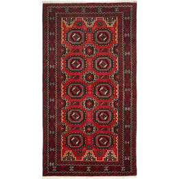 Hand Made Rug Baluch Persia 103x194 Red Black