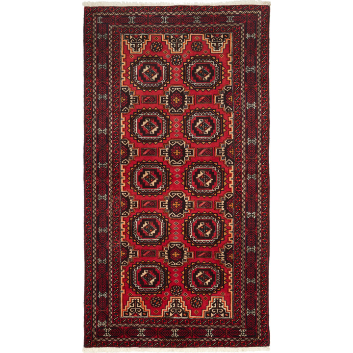Hand Made Rug Baluch Persia 103x194 Red Black