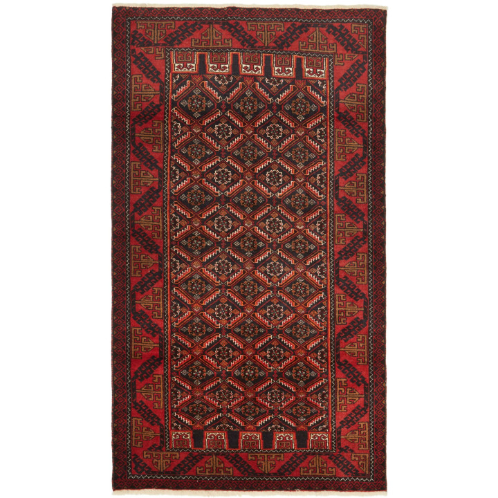 Hand Made Rug Baluch Persia 100x182 Red Black