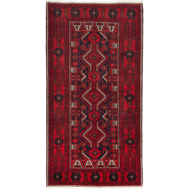 Hand Made Rug Baluch Persia 106x205 Red Dark Bl