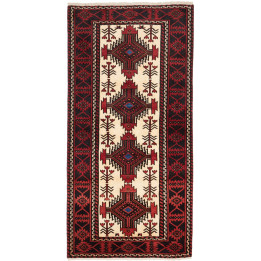 Hand Made Rug Baluch Persia 96x199 Dark Red Ivo