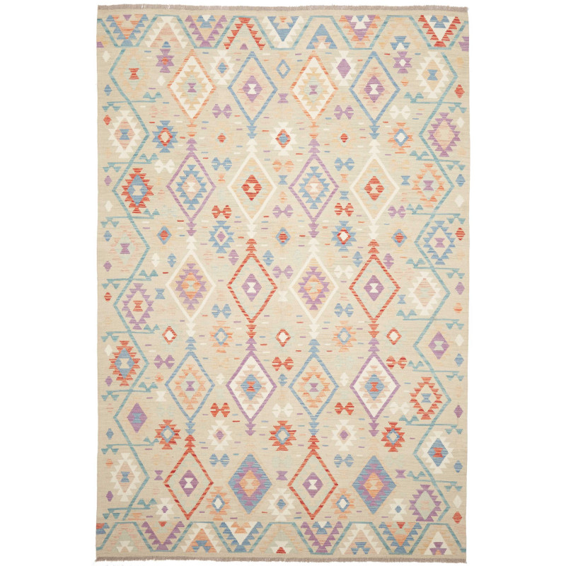Rug Killim 202x297 Pastel Multi-colored Beige
