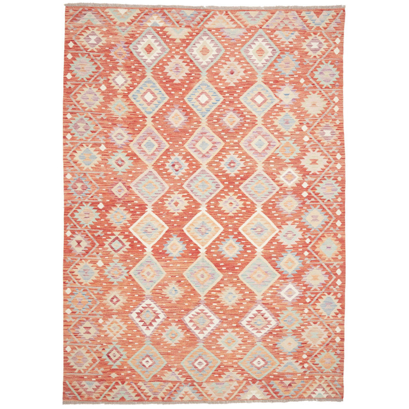 Rug Killim 205x290 Terracotta With Blue And Bei