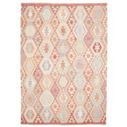 Rug Killim 207x285 Rosy Terracotta Pastel Blue
