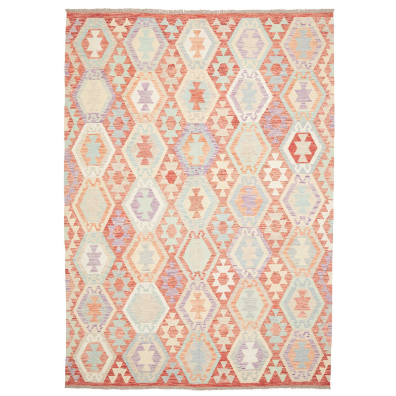 Rug Killim 207x285 Rosy Terracotta Pastel Blue
