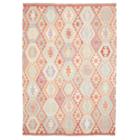 Rug Killim 207x285 Rosy Terracotta Pastel Blue