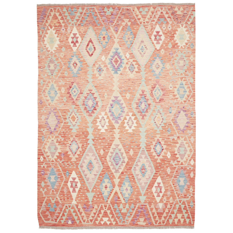 Rug Killim 175x250 Terracotta Orange Pastel Blu