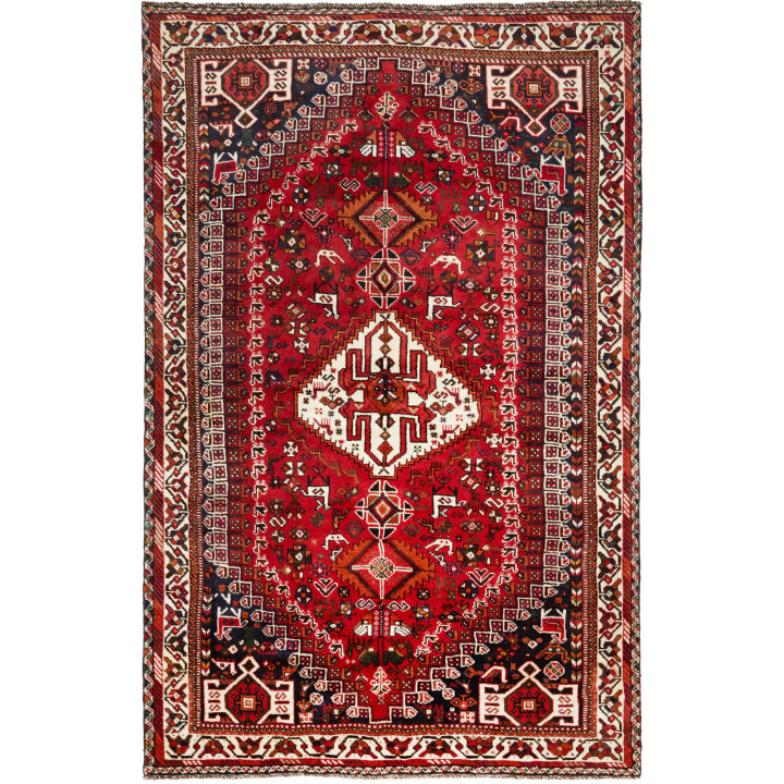 Hand Made Rug Shiraz Persia 160x253 Red Dark Bl