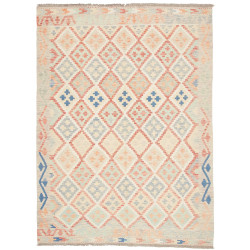 Rug Killim 150x202 Cream With Coral Light Blue