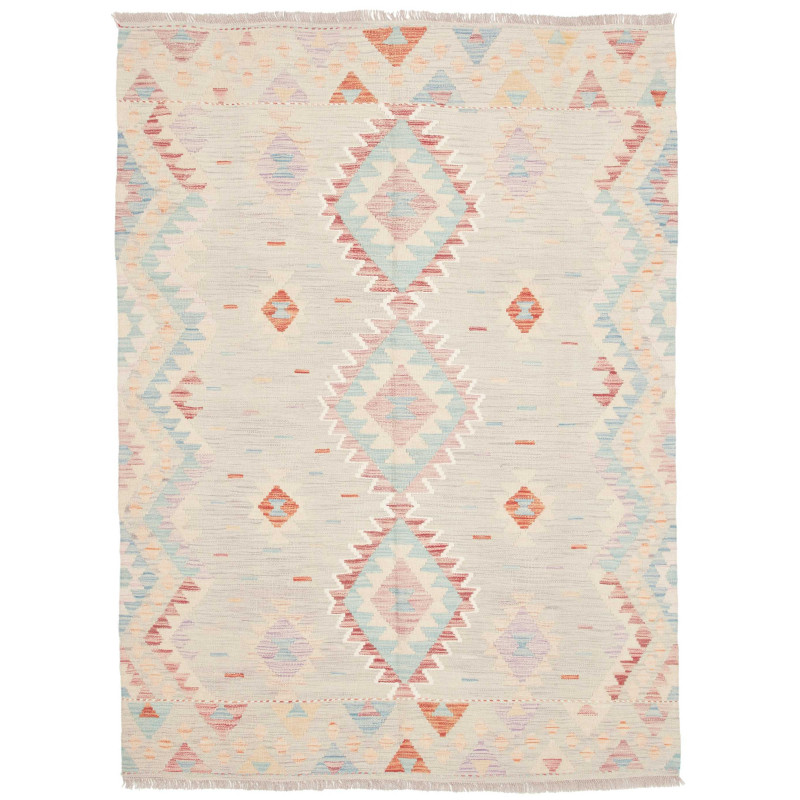 Rug Killim 142x198 Pastel Beige With Blue Pink