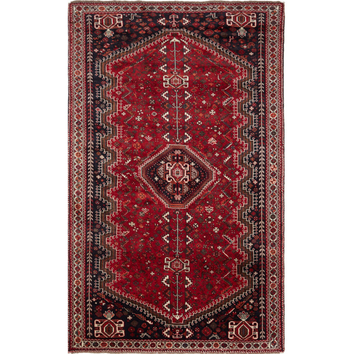 Hand Made Rug Shiraz Persia 163x268 Dark Red Bl
