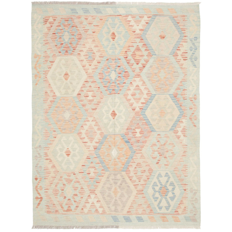 Rug Killim 152x200 Soft Blue And Coral Pink