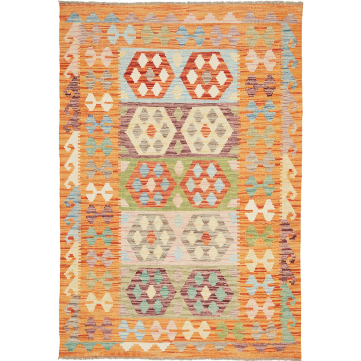 Hand Made Rug Kilim Afghanistan 124x183 Orange