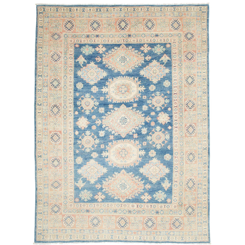Rug Kazak Co 148x203 Ocean Blue With Cream Peac