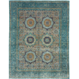 Hand Made Rug Kairo Pakistan 278x359 Petrol Gre