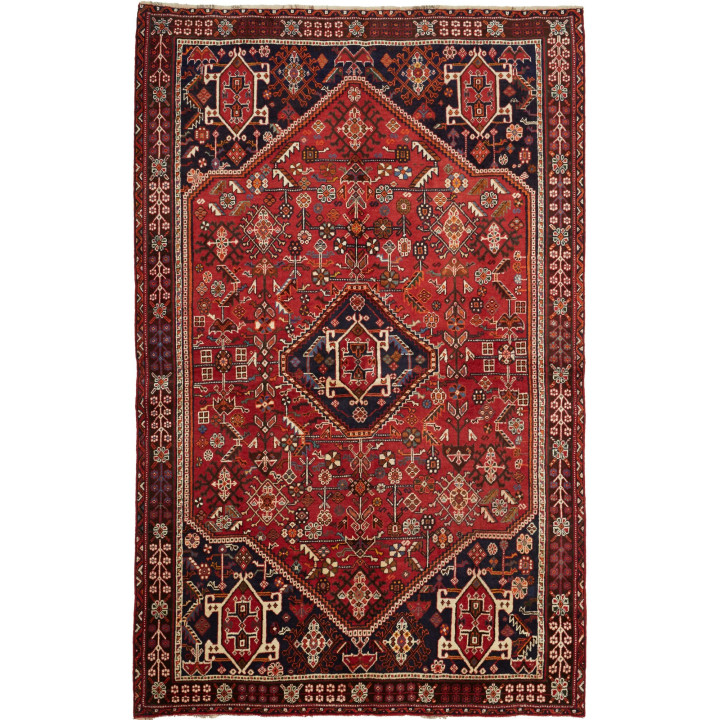 Hand Made Rug Shiraz Persia 160x252 Red Dark Bl