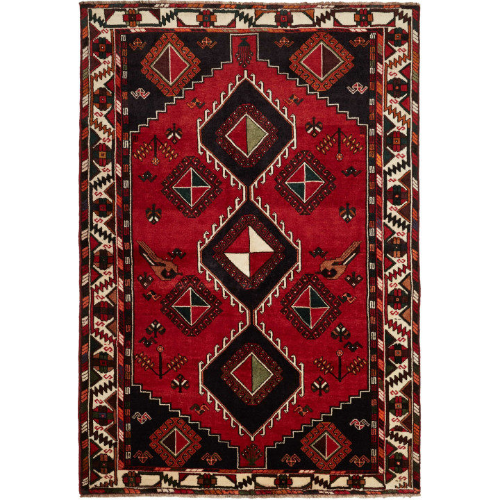 Hand Made Rug Shiraz Persia 175x253 Red Black