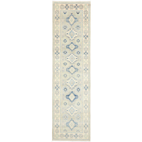 Rug Kazak Co 78x291 Blue And Light Beige