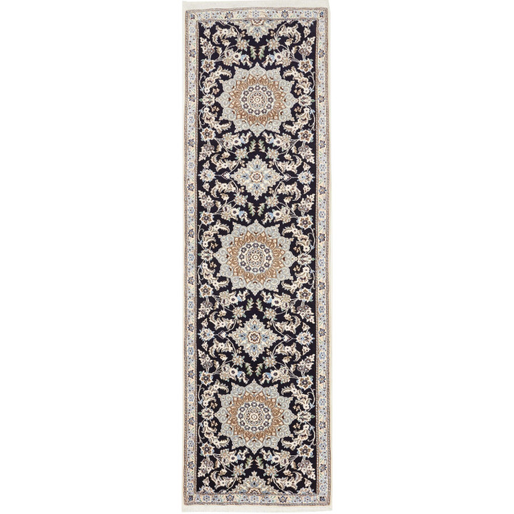 Hand Made Rug Nain 9la Persia 82x295 Dark Blue