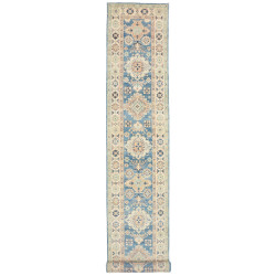 Rug Kazak Co 80x488 Dusty Blue And Cream