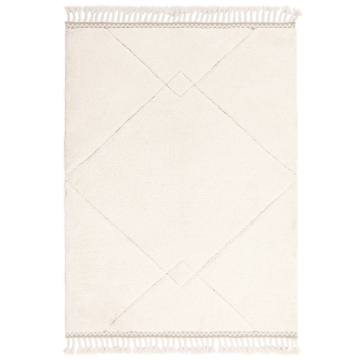 Tappeto Fes geometrico crema e bianco 120x170 cm