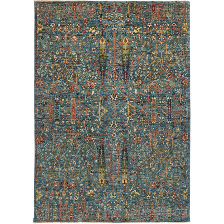 Hand Made Rug Floralia Pakistan 207x295 Petrol
