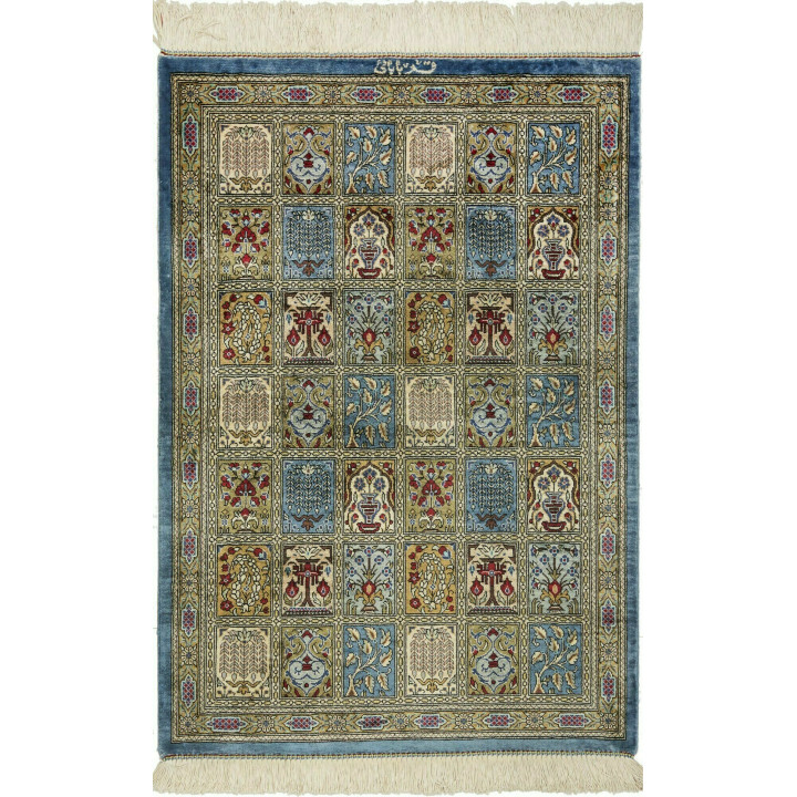 Tappeto Originale Ghom Seta Persia 60x88 Blu Be