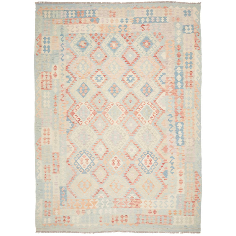 Rug Killim 250x343 Pale Blue Coral Pink
