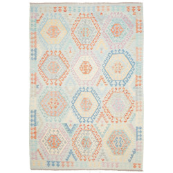 Rug Killim 205x295 Pale Blue Pastel Multicolore