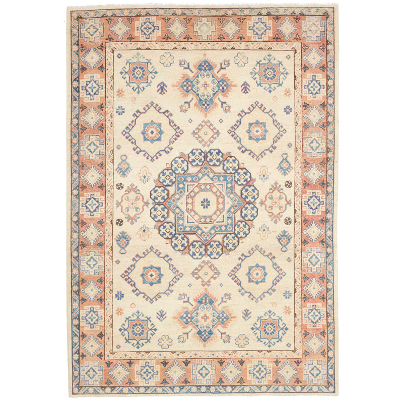 Rug Kazak Co 168x244 Cream Terracotta And Blue