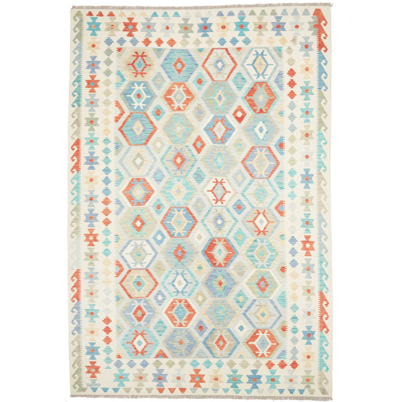 Rug Kilim Afghanistan 198x297 Off-white Turquoi