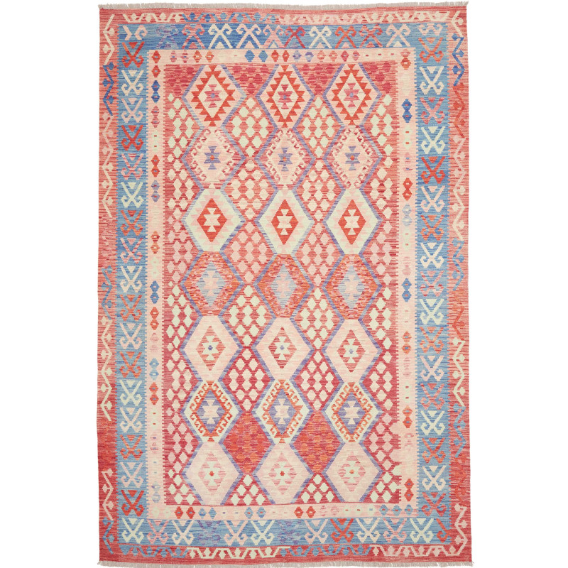 Rug Kilim Afghanistan 207x306 Coral Red Sky Blu