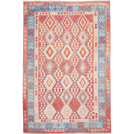 Rug Kilim Afghanistan 207x306 Coral Red Sky Blu