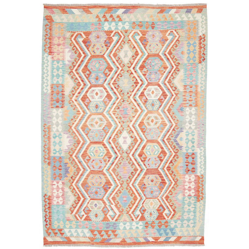 Rug Kilim Afghanistan 204x296 Terracotta Aqua